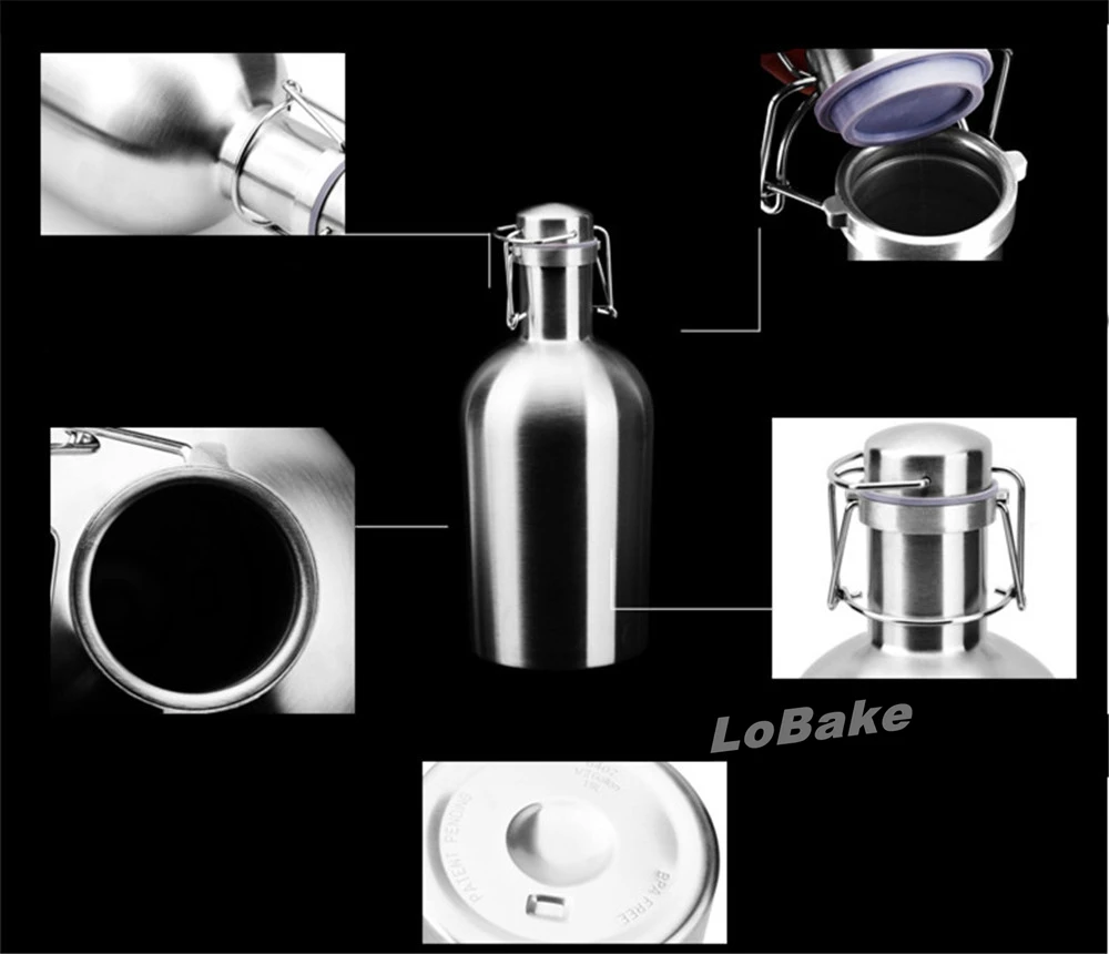 BIG SIZE 2L (64OZ) stainless steel classical style portable bottle flask whisky alcohol wine pot flagon for drinking