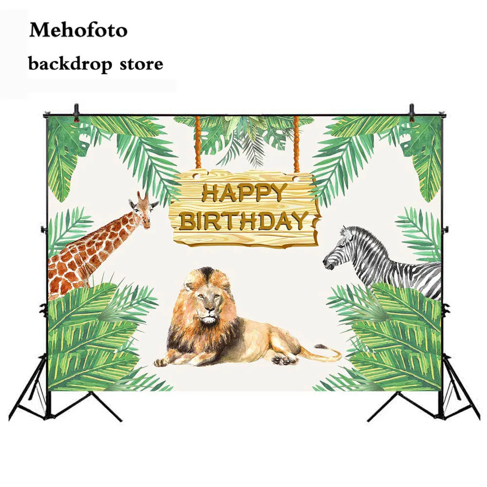 

Newborn Baby Shower Party Banner for Decoration Backdrop Wild One Animals Happy Birthday Lion Photo Background 219