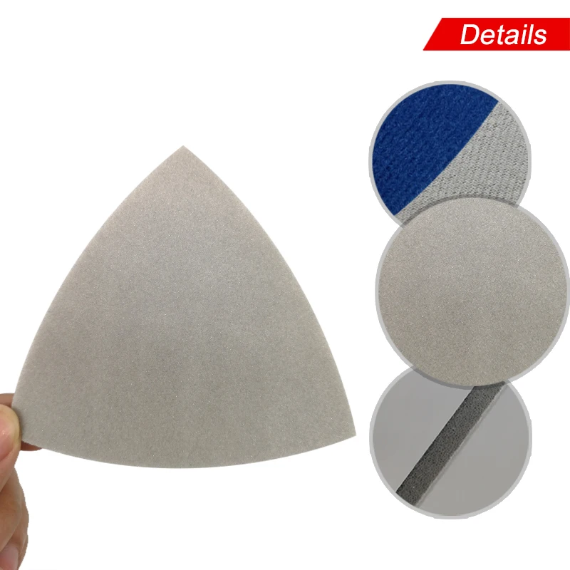 Disco de lijado de esponja de flocado triangular, papel de lija de 90x90x90MM, herramientas abrasivas de grano 300-3000, para pulir y esmerilar, 12 Uds.