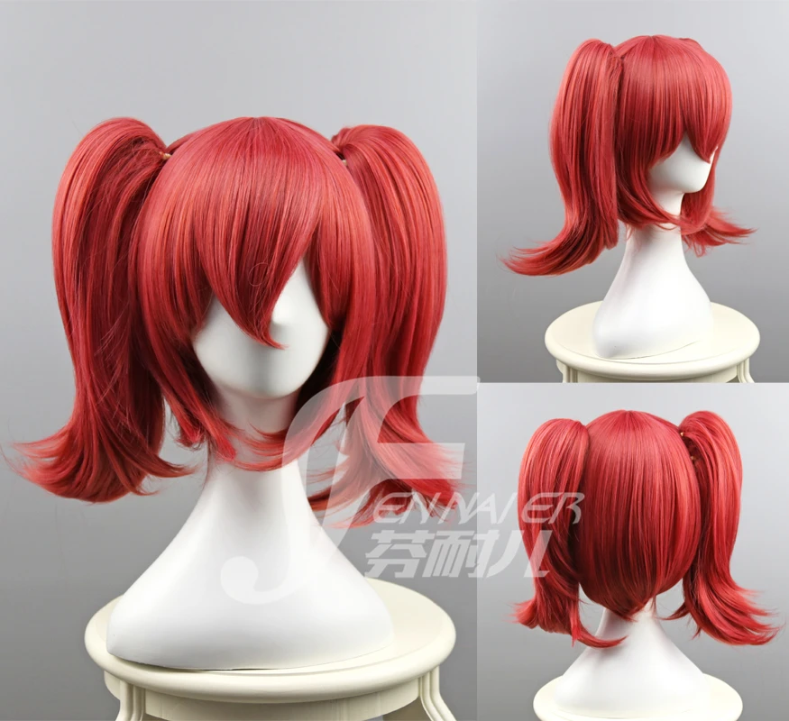 Lovelive! Zon!! Ruby Kurosawa Rode Pruik Base Twee Paardenstaart Halloween Cosplay Pruik + Cap
