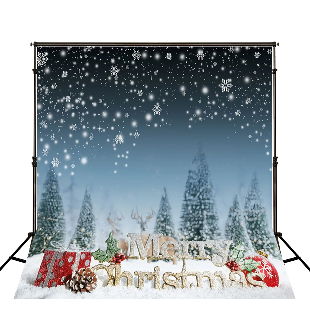 

VinylBDS Christmas Background Night New Year Photography Studio Backdrop Washable Backgrounds Tree Box Photography Photo Studio