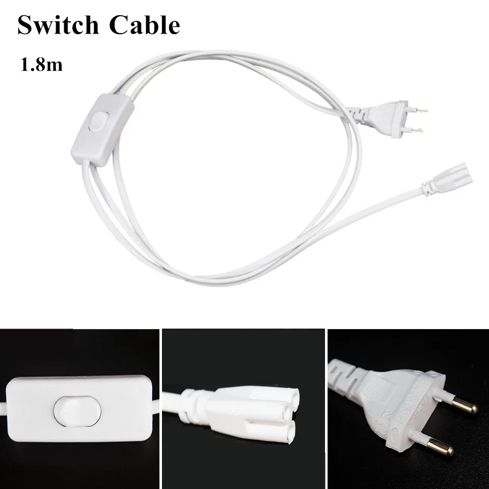 3Pins US EU Switch Cable Wire Connector Cable For T5 LED Tube Lamp Connector 30cm Double-end Cable Wire for T8 LED Tube Light