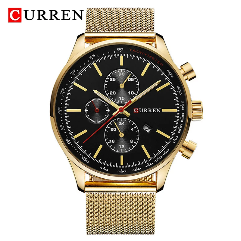 Fashion CURREN Watches Mens Top Brand Luxury Chronograph Stainless Steel Quartz Watch Men Clock Male Wristwatch relojes hombre