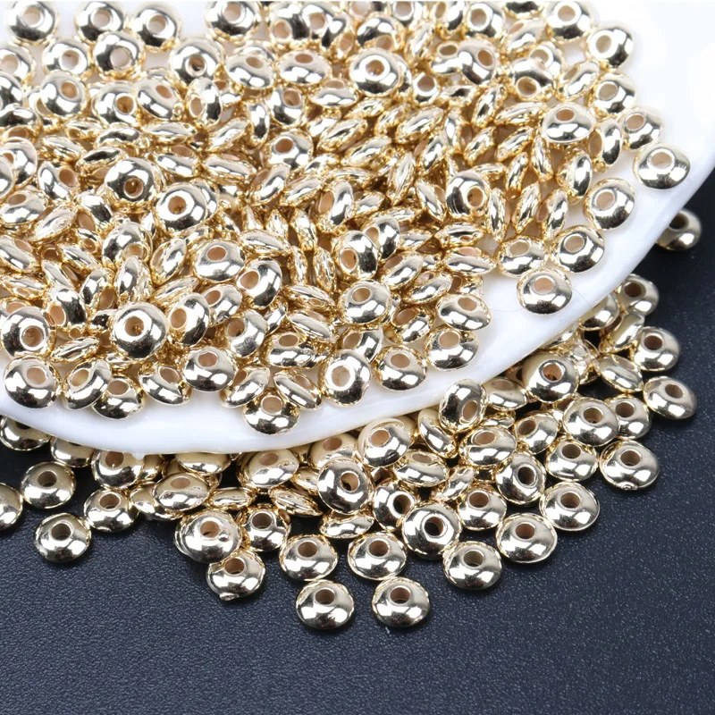 5x2mm 500pcs Silver and Gold Plated CCB Flat Round Wheel Spacer Beads For Jewelry making DIY KL34