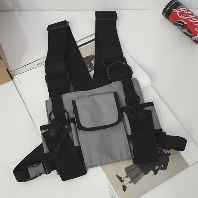 Black Hip Hop Streetwear Military Chest Rig Bag For Men Functional Waist Packs Adjustable Pockets Waistcoat fashion Chest Bags