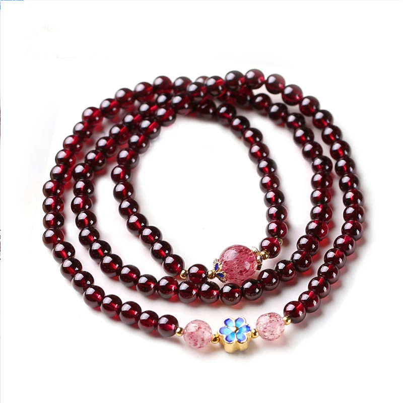 

Браслеты из натурального граната, красного вина, круглые бусины, подарок для девочки, винтажный этнический стиль, ювелирные изделия