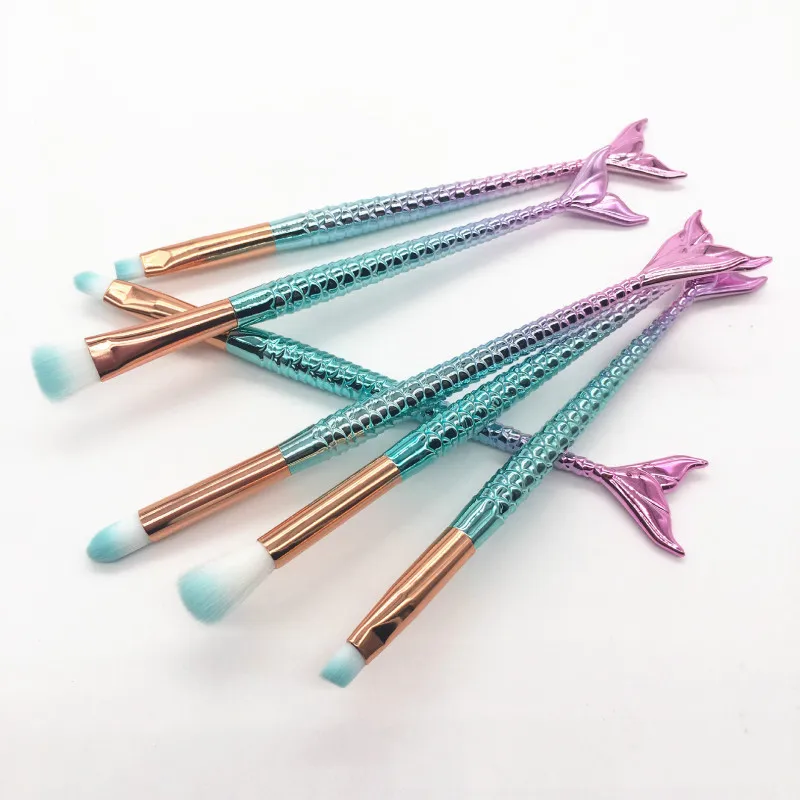 Pro Mermaid Makeup Brushes Foundation Eyebrow Eyeliner Blush Powder Cosmetic Concealer Makeup Brushes tool set kit