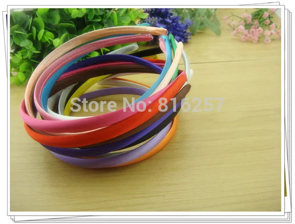 100 Piece Per Lot 10MM Headbands Satin Headbands Children Headbands Hair Band  20 Colors