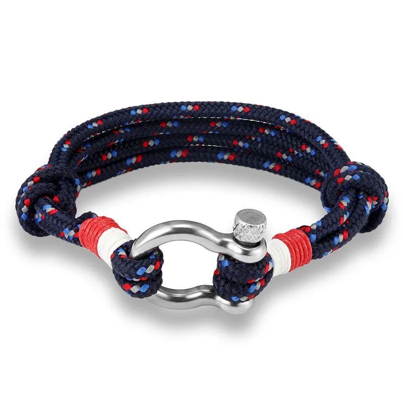 New Arrival Fashion Jewelry navy style Sport Camping Parachute cord Survival Bracelet Men Women Stainless Steel Shackle Buckle