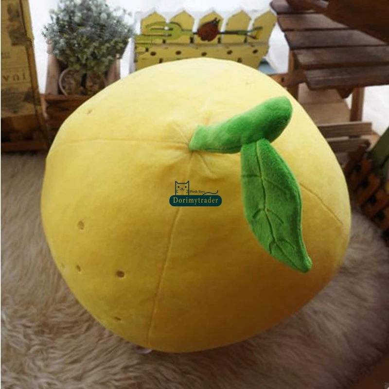 Dorimytrader Realistic Fruit Lemon Plush Pillow Stuffed Soft Lifelike Yellow Lemon Cushion Toy Decoration Gift for Kids 40cm