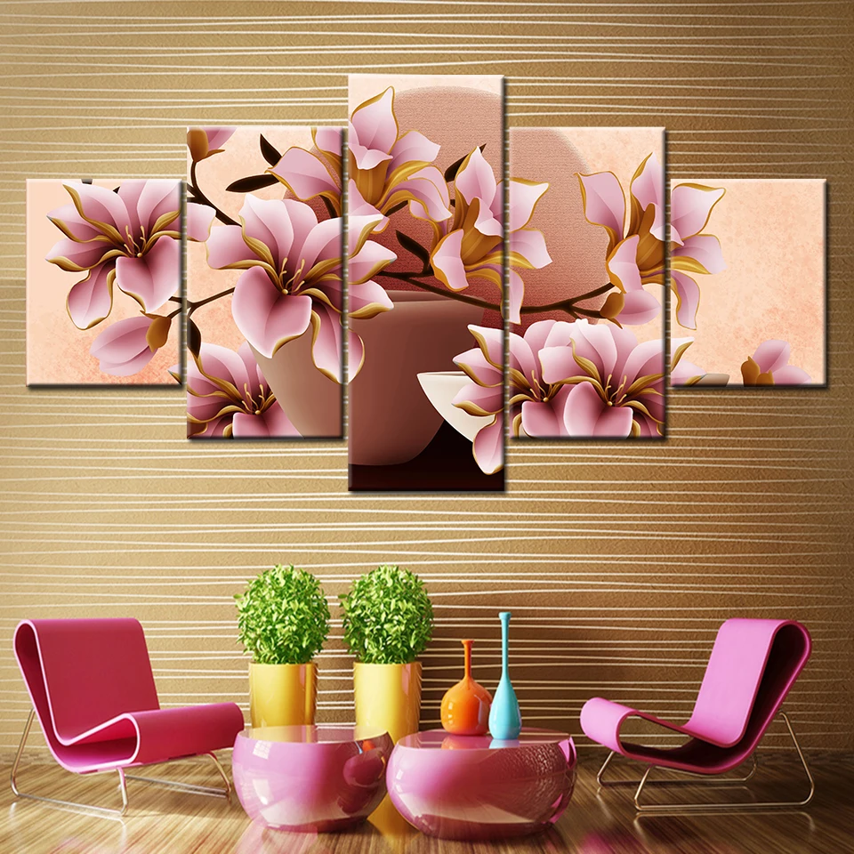 Tuval Boyama HD Pembe manolya  - Home Decor Mirror incelemesi ve fiyatı