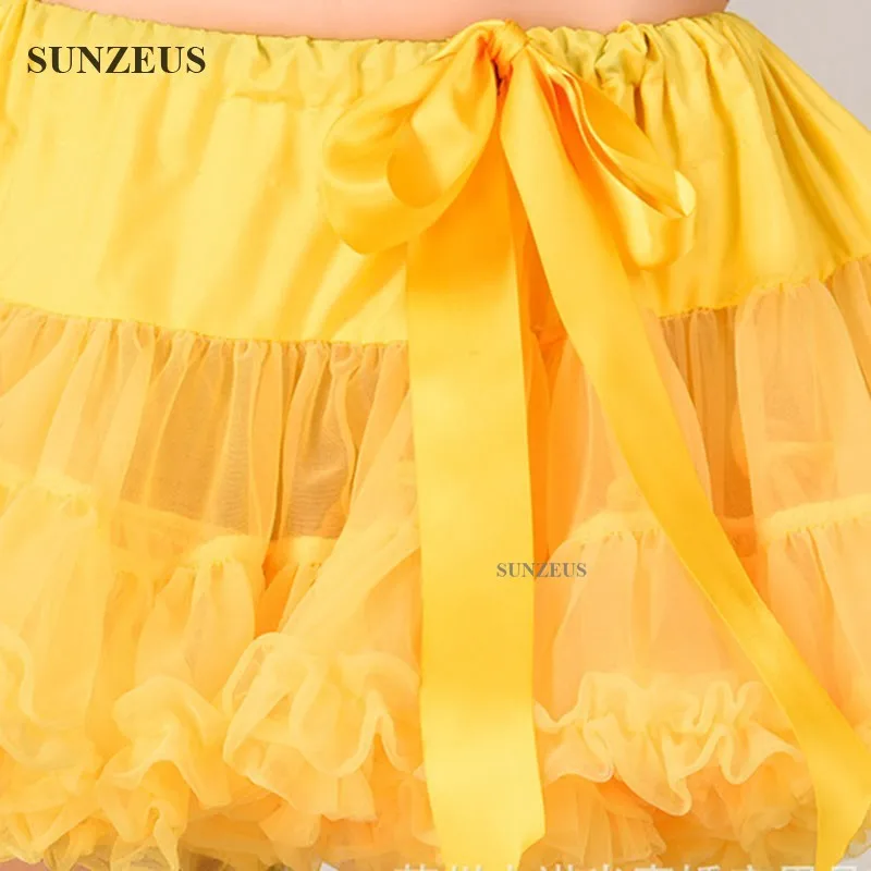 Sexy Short Yellow Tutu Petticoat Ruffle Underskirt Wedding Dress Accessories Costume Jupon (Waist 60-110 CM / Length 40 CM)