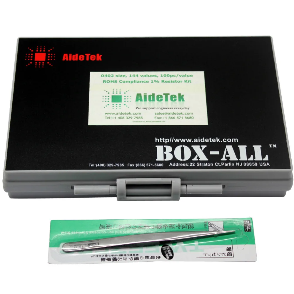 AideTek SMD SMT 0402 ขนาด 1% assorted Resistor Kit เต็มไปด้วยชิ้นส่วนพลาสติกกล่อง 14400 ชิ้นตัวต้านทานกล่องเก็บ lable r04E24100