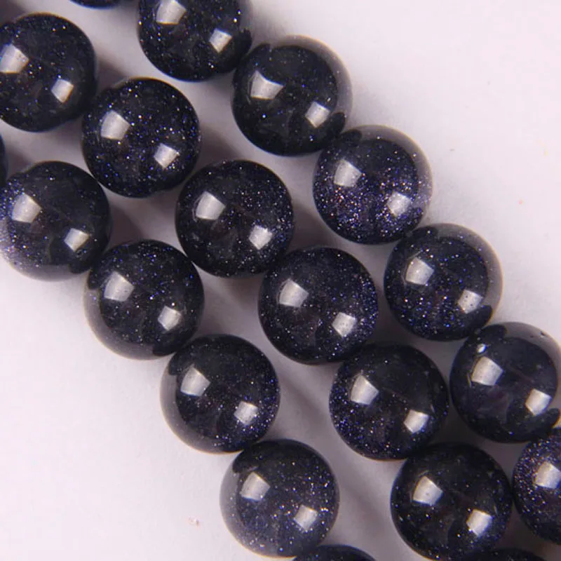 

12MM Blue Sandstone Round Loose Beads 14.5 Inch Jewelry For Woman Gift Making B110