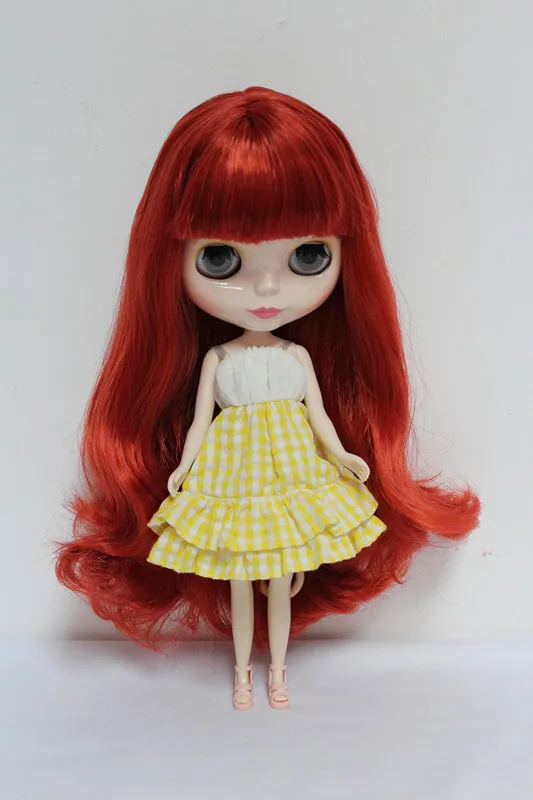 Blygirl Blyth doll Red banghai waves curly hair normal body 7 joints white skin