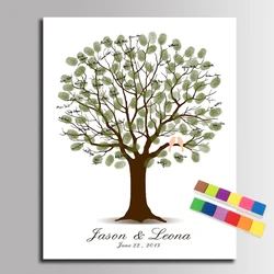 Wedding Fingerprint Tree Painting Loved Birds Guest Book Wedding Gift Fingerprint painting Wedding  Souvenir Canvas Painting