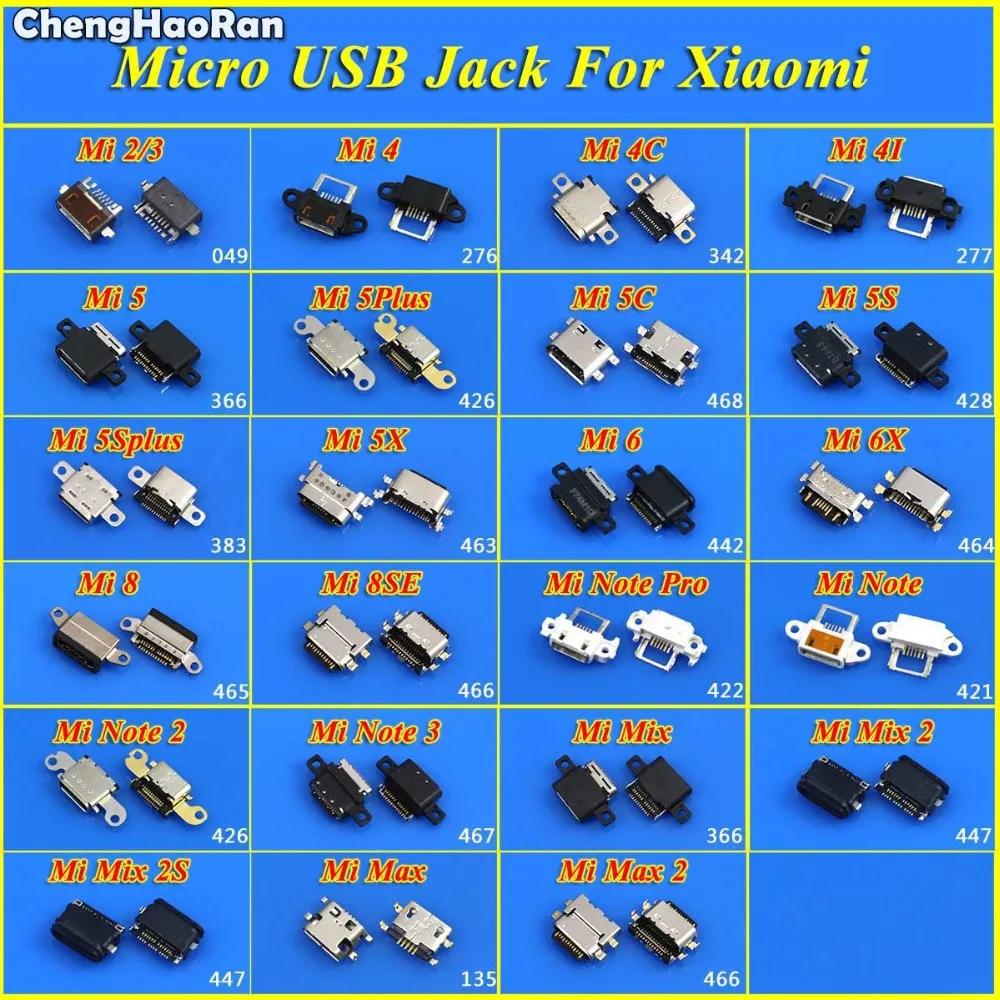 ChengHaoRan Micro USB Connector Jack for Xiaomi Mi 2 3 4 4A 4I 5 5S Plus 5Plus 5Splus 5C 6 6X 8 8SE DC Charging Socket Port Plug