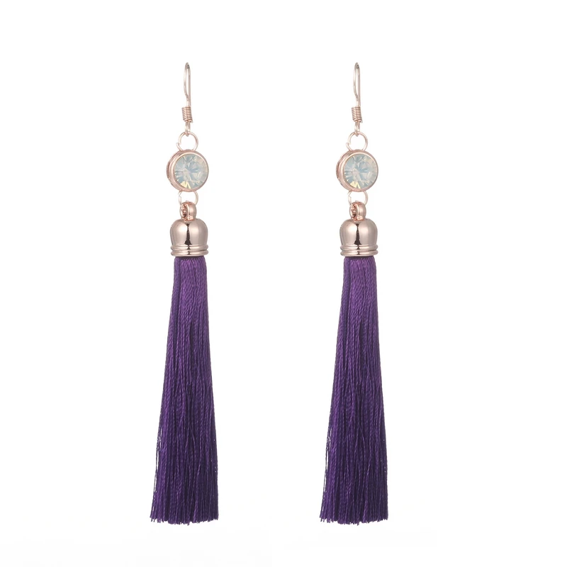 LOVBEAFAS Ethnic Fringe Tassel Long Drop Earrings Women Boho Crystal Boucles Brinco Dangle Earings Fashion Jewelry Bijoux Femme
