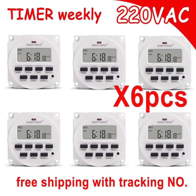 220V 7 Days Programmable BIG LCD 1.6 inch Time Switch with UL listed Relay inside Timer Electric Programme