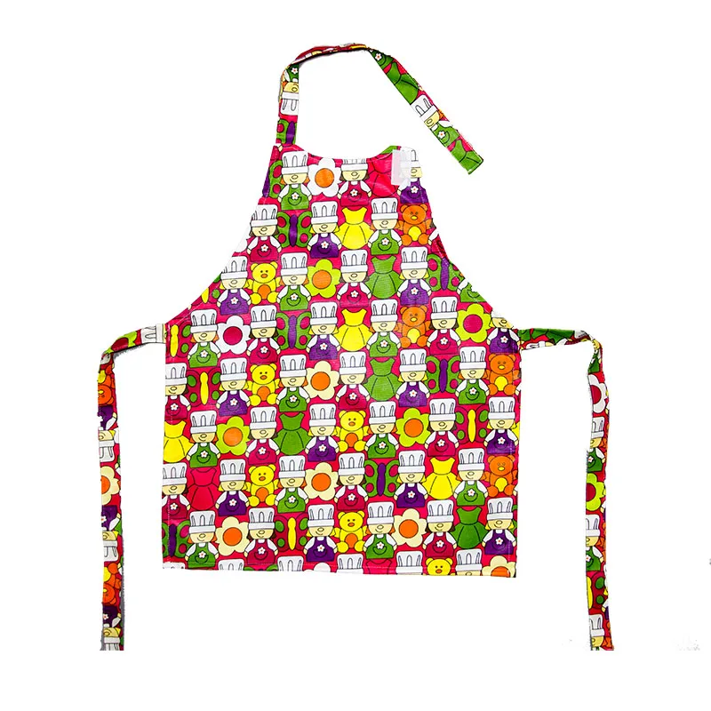 2024 New 100% Cotton Apron Kids Art Child Apron Cartoon Painting Colorful Children Apron