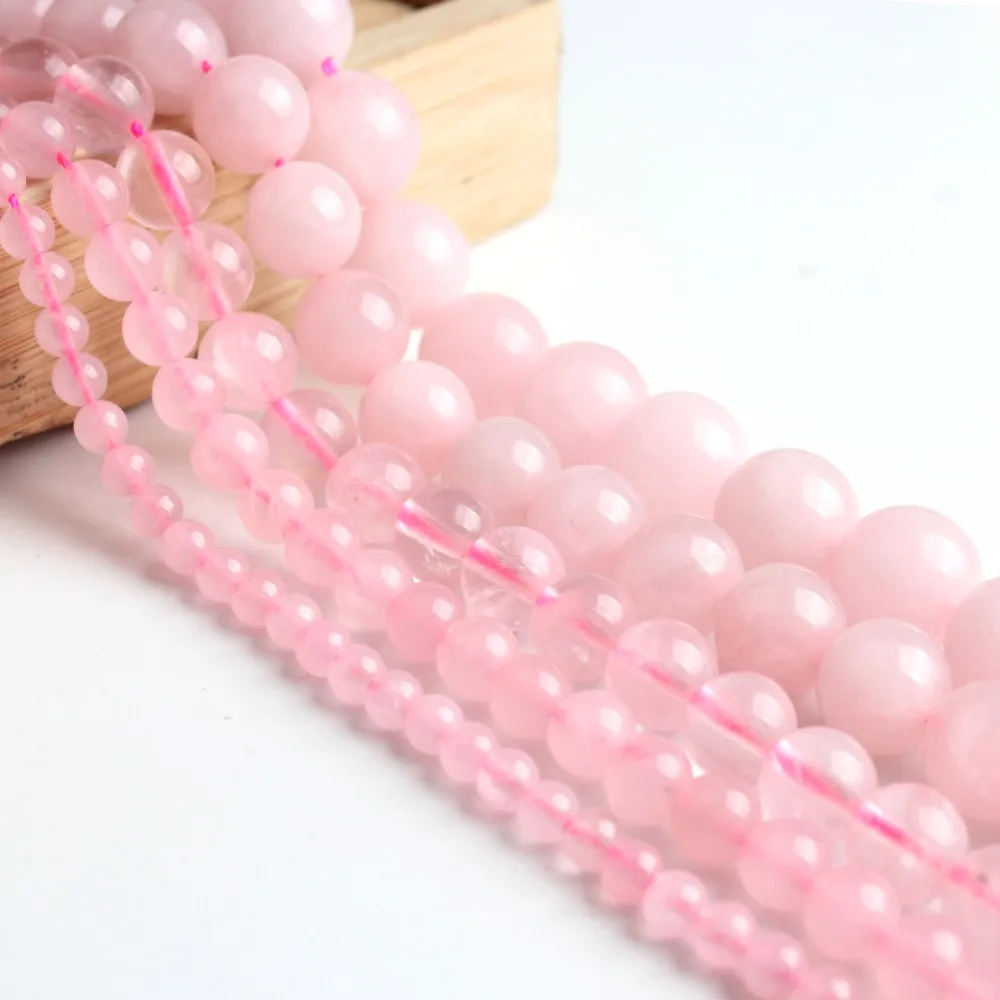 Wholesale 2 lots natural rose quartzs pink crystal loose beads for jewelry making DIY bracelet Strand 15\