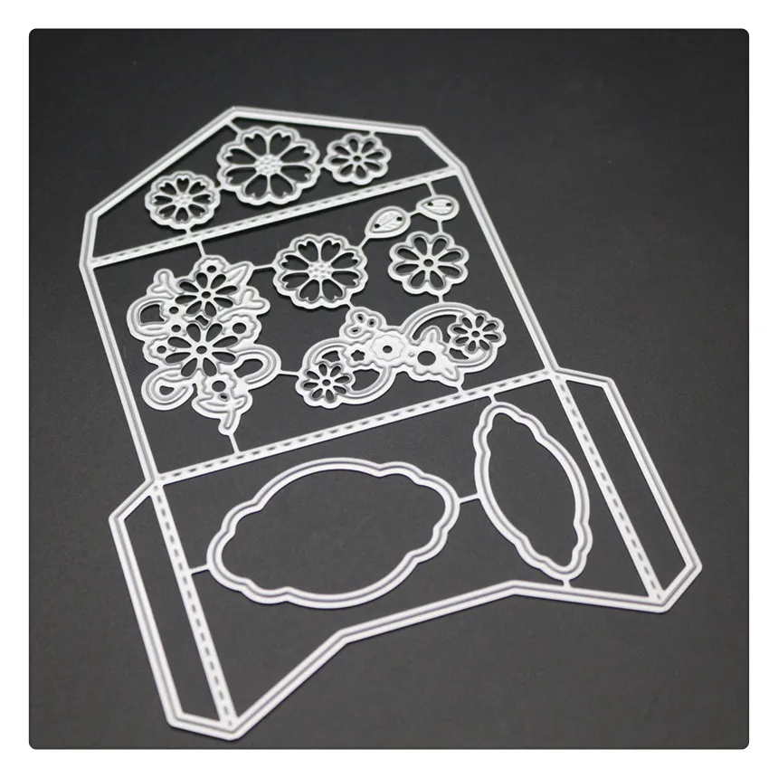 YINISE Flowers Envelope Metal Cutting Dies For Scrapbooking Stencils DIY Album Cards Decoration Embossing Folder Die Cuts CUT