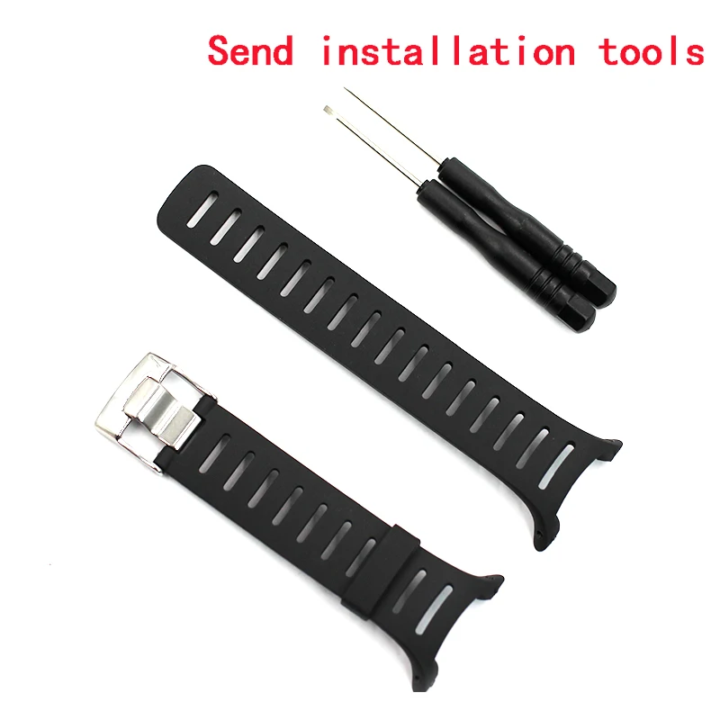 

Watch Accessories Men's Rubber Strap For SUUNTO T1 T1C T3 T3C T3D T4C T4D Outdoor Sports Tape Black Watch Band