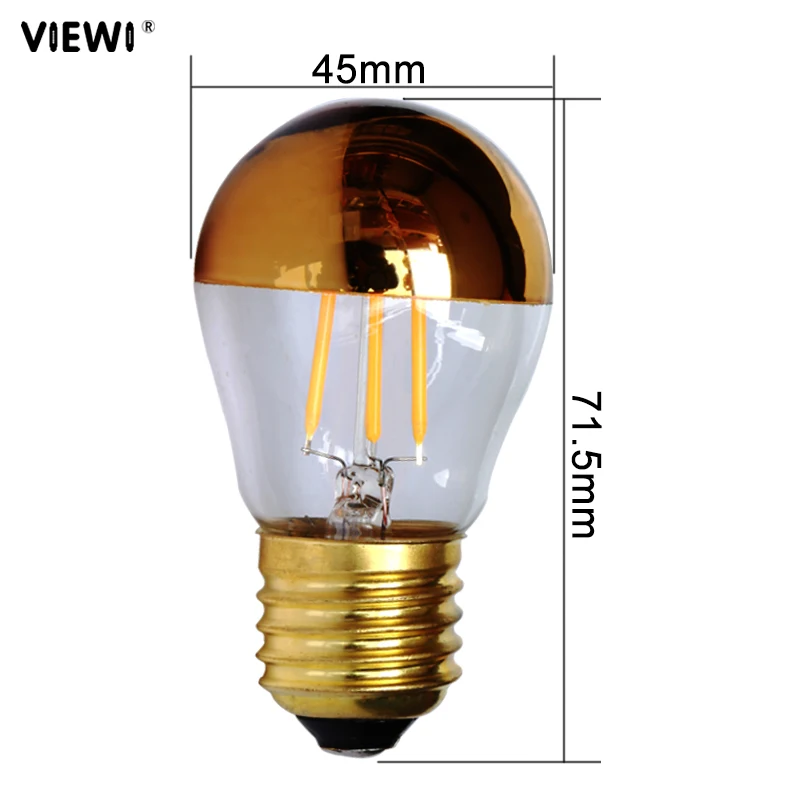 Ampoule E27 E26 Led Filament Light COB 4W 110v 220v Decorative Shadowless Candle Bulb G45 Half Golden Top Lamp For Home House