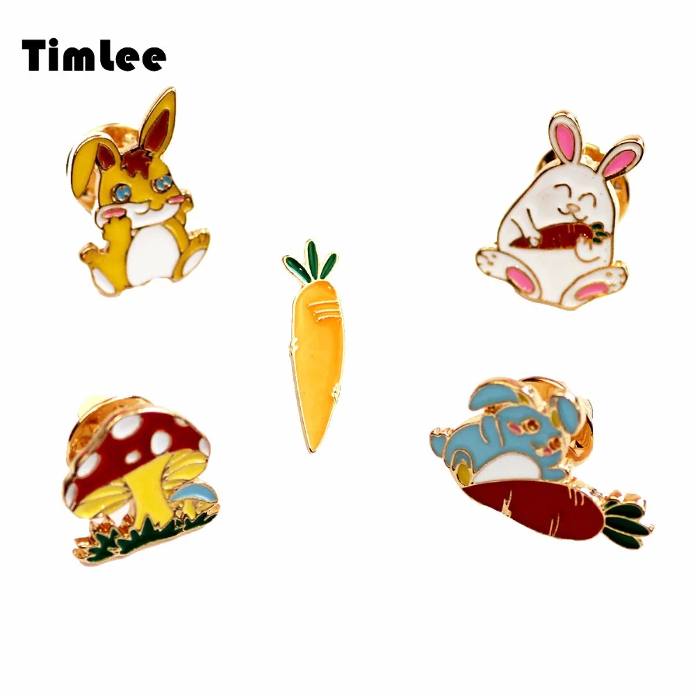 X324 мультфильм прекрасный кролик морковь гриб брошь из сплава булавки модные ювелирные изделия оптом