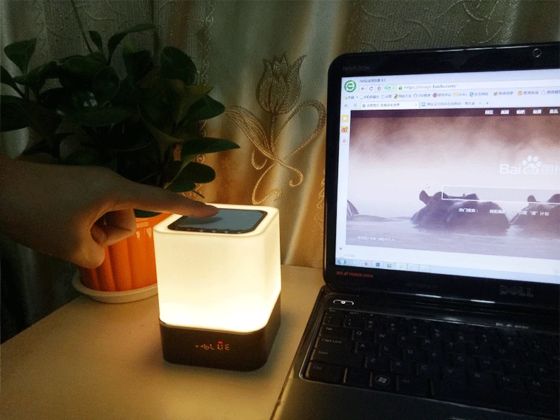 Bluetooth Speaker Night Light Bedside Ambience Lights with Alarm Clock Rechargeable Touch Control Color LED Novelty Lamp