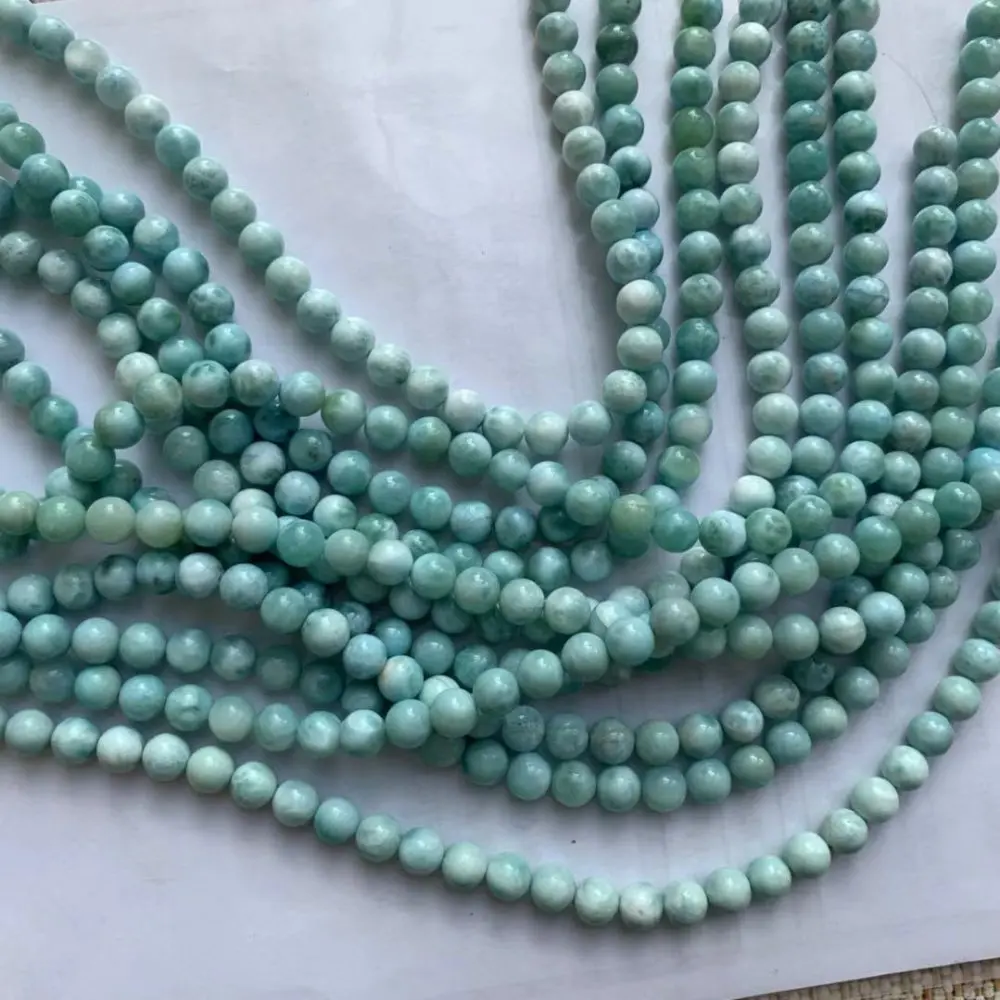 round larimar stone beads natural stone beads DIY loose beads for jewelry making strand 15