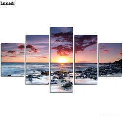 diamond painting sea 5pcs full square round diy 5d mosaic cross stitch rhinestone 3d picture diamond embroidery home decoration