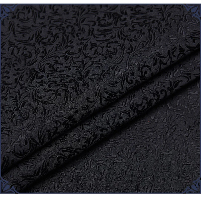 Black wheat floral pattern 3D jacquard yarn dyed fabric for Women Coat Dress Skirt , table cloth, curtain, sofa patchwork