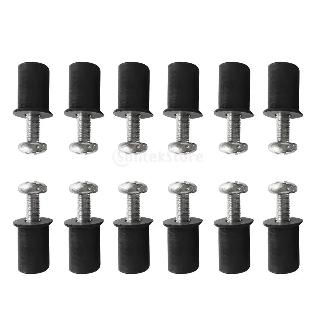 12Pcs M4 M5 M6 Metric Rubber Well Nuts Blind Fasteners Windscreen/Fairing Wellnuts with Stainless Steel Screws Kayak Accessory