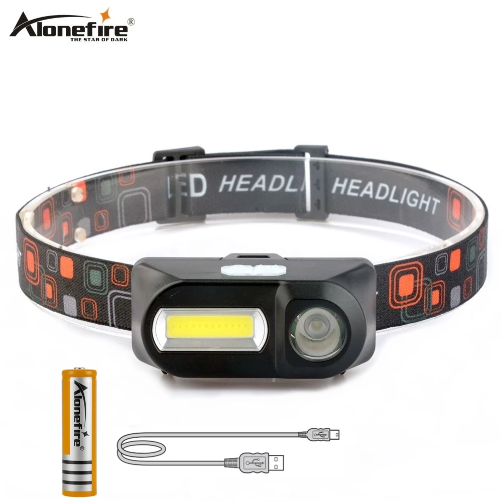 Alonefire HP40 Mini COB LED Headlamp Waterproof Headlight Head Flashlight Torch Lanterna For Outdoor Camping Night Fishing