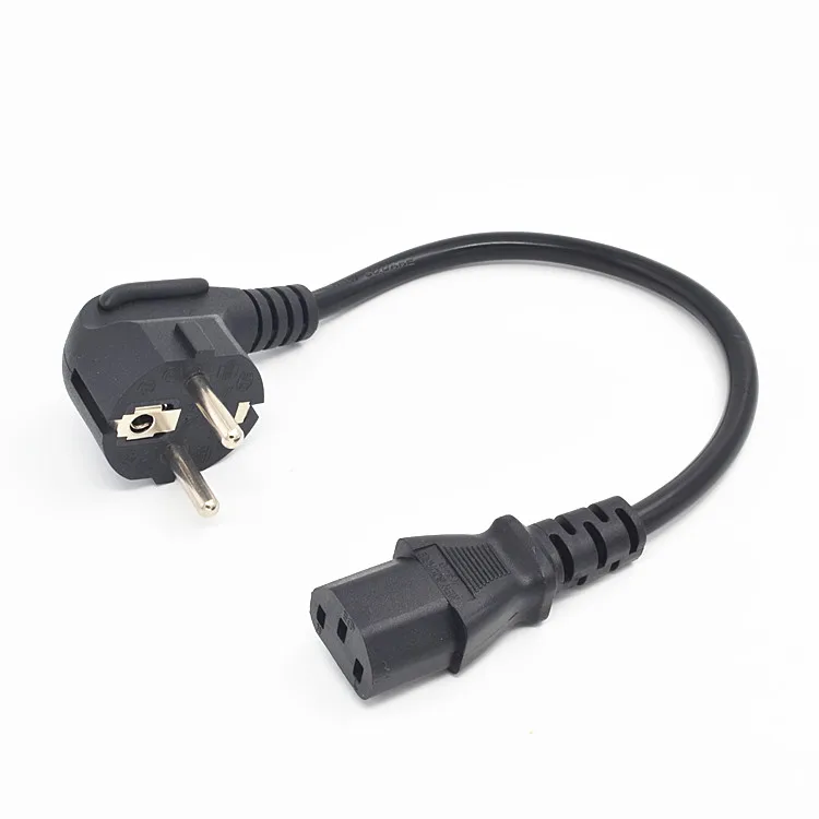 Short 0.2M/1ft European 3 Pin Male to IEC 3 Pin Female ,Schuko to C13 power cord image 2