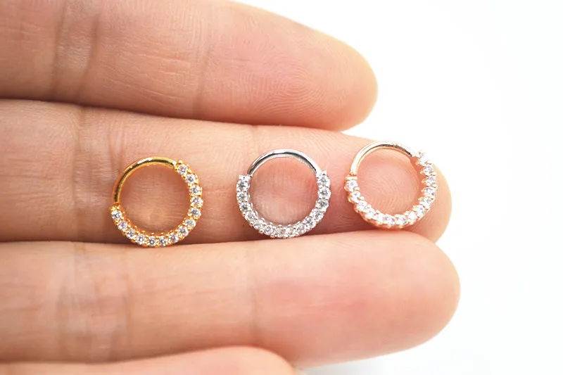 10pcs Body Jewelry Piercing CZ  Lip Labret Ring Ear Helix Bar Lip Piercing Bend Nose Septum Ring 18gx6/8mm
