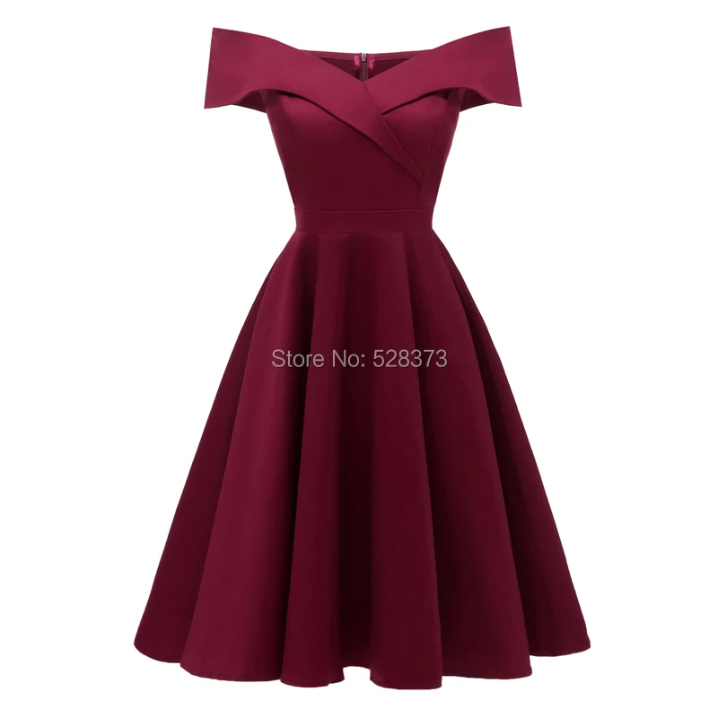 YNQNFS BD84 Real Guest Dress Boat Neck Off Shoulder Short Bridesmaid Dresses Burgundy Navy Blue 2019