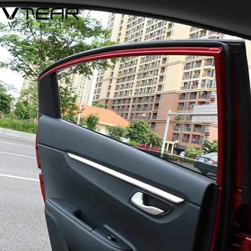 Vtear For Rio 4 X-line interior door plate trim cover armrest chrome Mouldings car-styling decoration accessories part 2017 2019