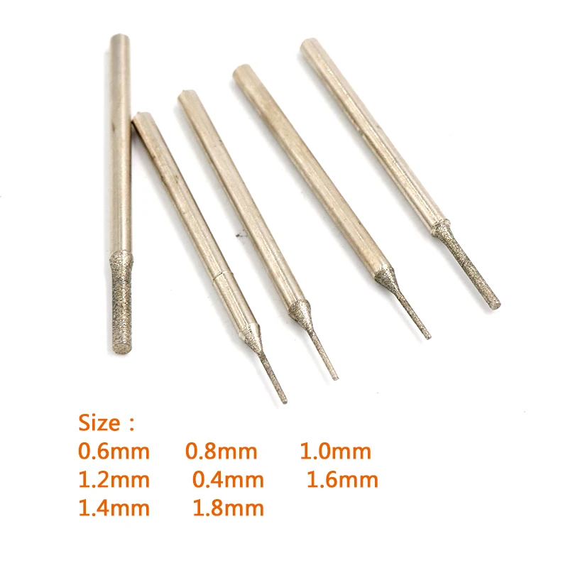 5/10 Buah Jarum Bor Berlian dengan 2.35Mm Kepala Bor Pengukir Pisau Pengukir untuk Alat Bor Pemolesan Ukiran Dremel