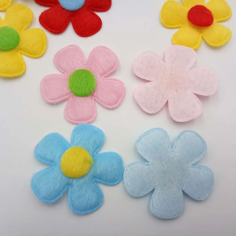 Mix Flower Shape Patches 30MM 100pcs/lot padded felt appliques hair/hat decorative ornament