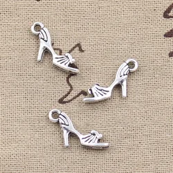 30pcs Charms high-heeled Shoes 20x11mm Antique Bronze Silver Color Pendants Making DIY Handmade Tibetan Bronze Jewelry