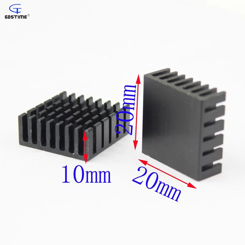 Gdstime 12pcs 20x20x10mm Aluminum Heatsink Black 2cm Small Heat Sink 20mm x 10mm LED Power IC Transistor GDT-006