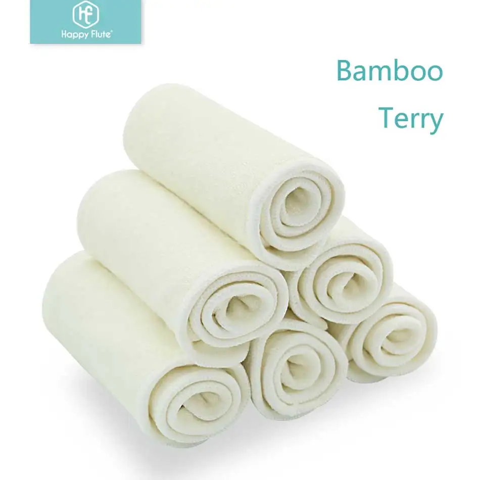 HappyFlute 10Pcs Bamboo Terry Insert Reusable Washable Breathable Inserts Boosters Liners For Baby Cloth Diapers Nappy