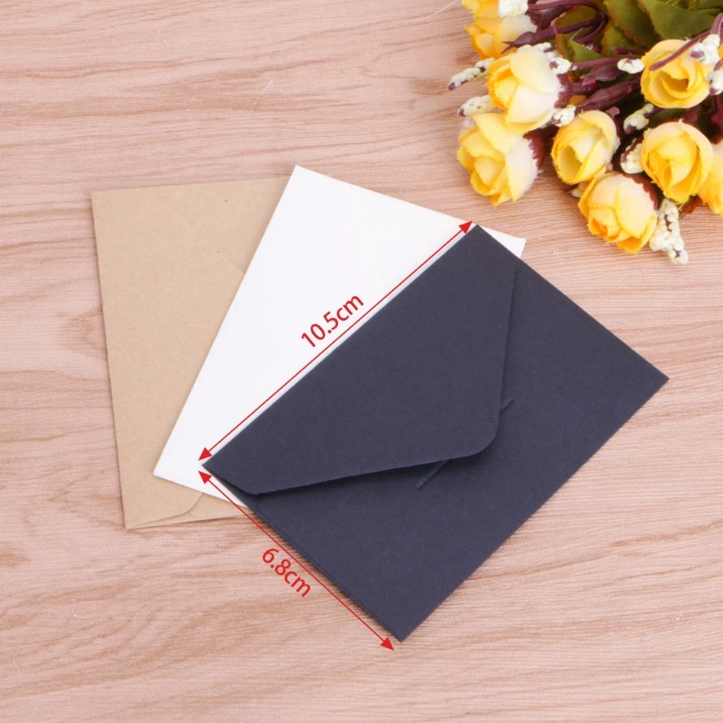 50pcs/Pack Retro Kraft Paper Envelopes Wedding Party Supplies for 4.13 x 2.67In Greeting/Birthday Card Invitations 24BB