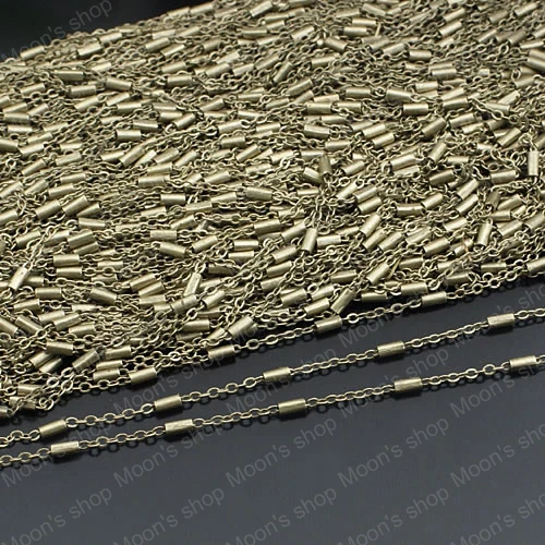 

Wholesale Antique Bronze Copper 1.5mm width Link Chains with 4*2mm Tube Accessories 5 Meter (JM2658)