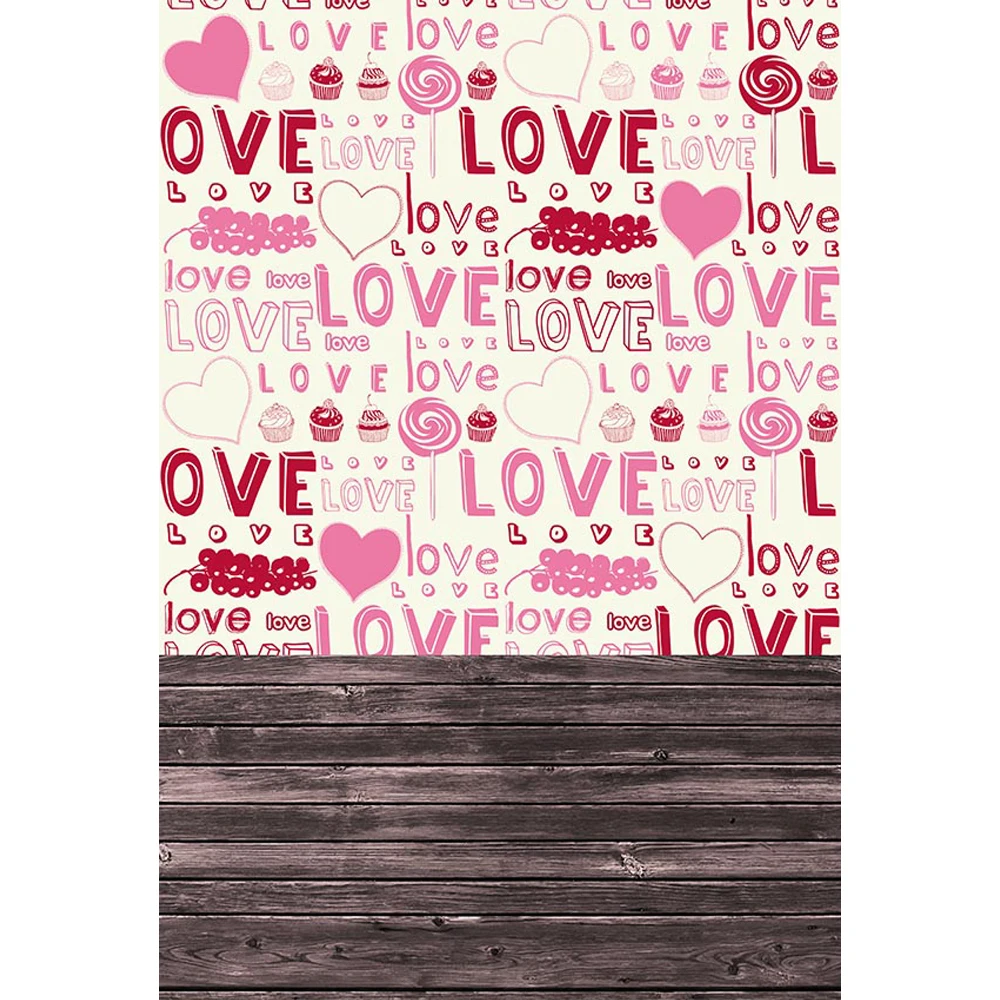 

Digital Printing Ice Cream Candy Wall Baby Girl Photo Background Love Theme Valentine's Day Kids Photography Backdrop Wood Floor