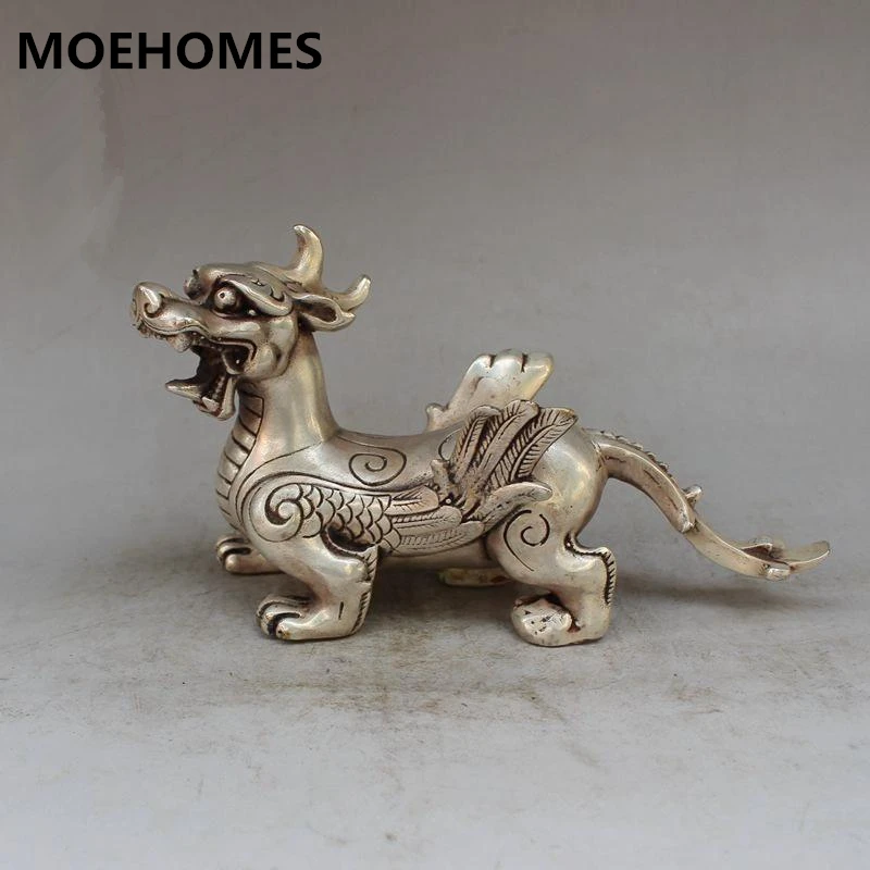 

Collectible Decorated Handwork Tibet Silver dargon statue family decoration metal handicraft Statue