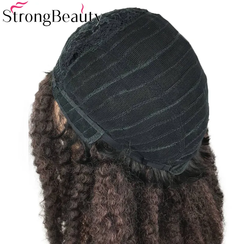 Strong Beauty syntetyczne Afro perwersyjne kręcone włosy plecione długie ciemnobrązowe/czarne pojedyncze pręty Twist Out peruki Ombre dla czarnych