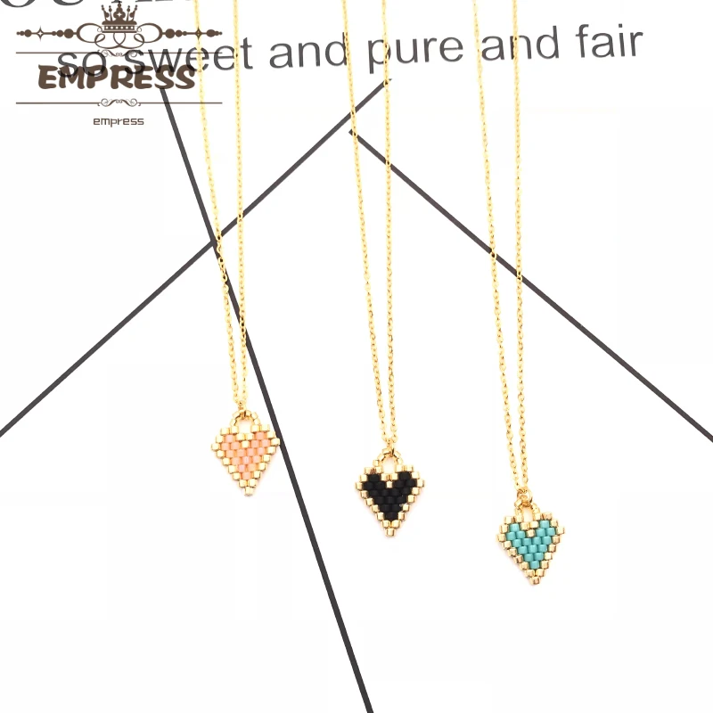 

Fairywoo New Fashion Sweet Heart Necklace Miyuki Handmade Jewelry For Women Kid Gifts Japan Glass Bead Necklace Cute Choker